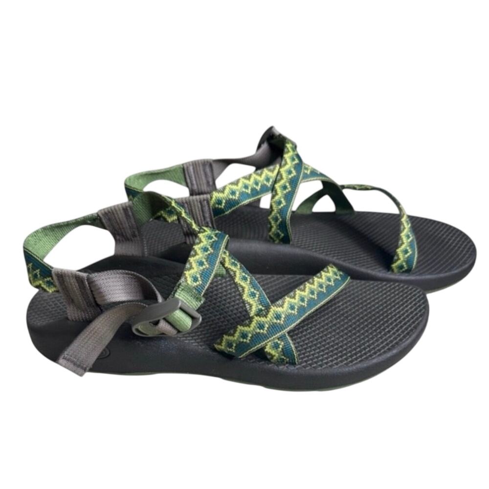 Chaco Z Cloud Sandals Green Brown Aztec Strappy Hiking Outdoor Recovery Women 11